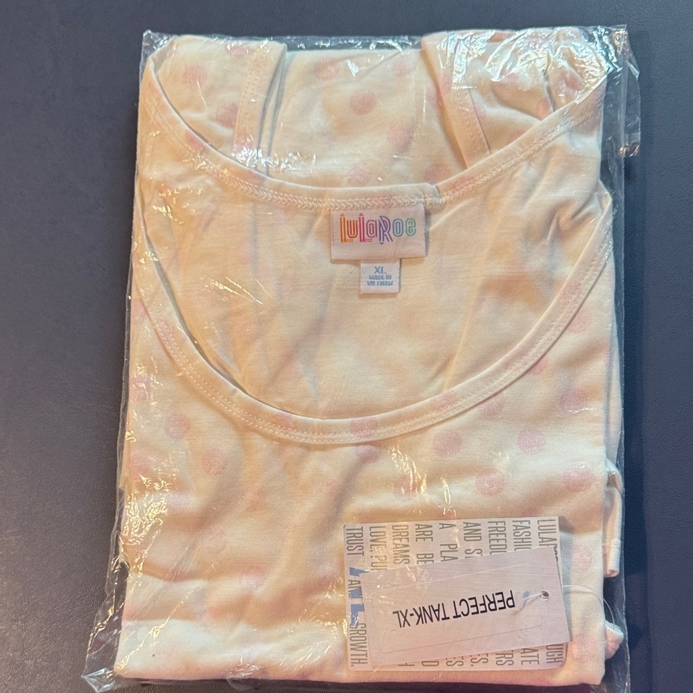 LuLaRoe Cream and Pink Polka Dot perfectTank
